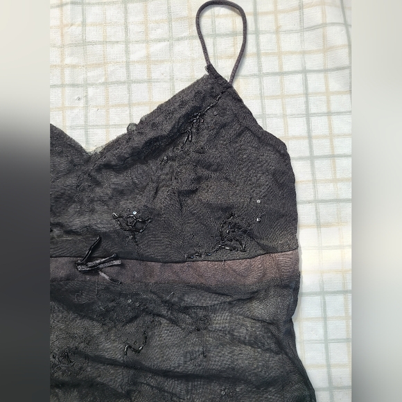 Y2K Beaded black mesh tank - Picture 3 of 4